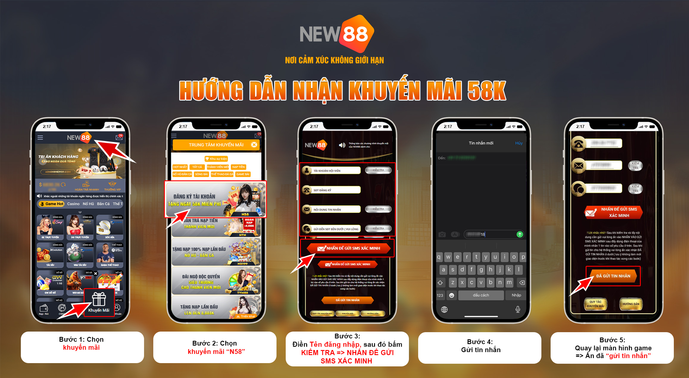 Hướng dẫn tham gia nhận khuyến mãi +58K